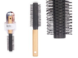 Berilo Cepillo Cabello Rizo Mango Madera Negro y Madera 21x4.5x4.5 cm (Set de 24)