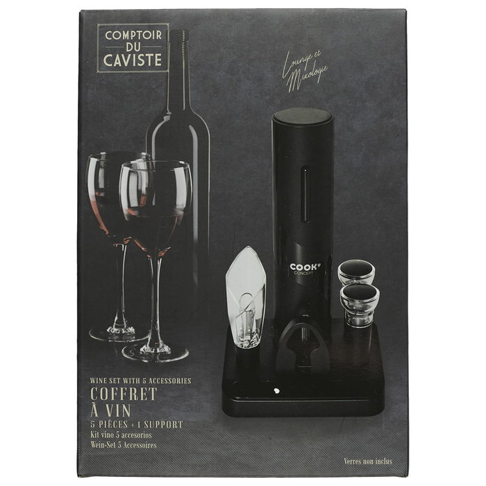 Cook Concept Pour Lui Kit 5 Piezas Vino Sacacorchos Electrónico Tapón Vertedor Tapones Vacío Descapsulador para Amantes del Vino