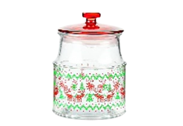 DKD Home Decor Bote de Cristal Impreso 1,8L Navidad