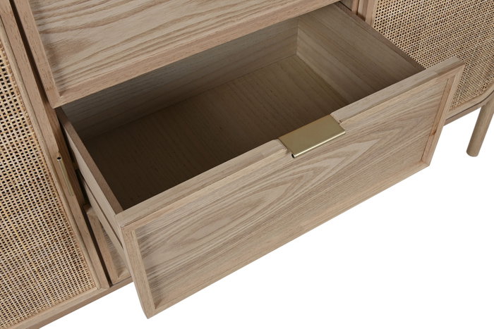 DKD Home Decor Buffet de Abeto y Ratán Ratan Moref 136x38x80
