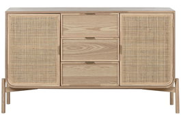 DKD Home Decor Buffet de Abeto y Ratán Ratan Moref 136x38x80