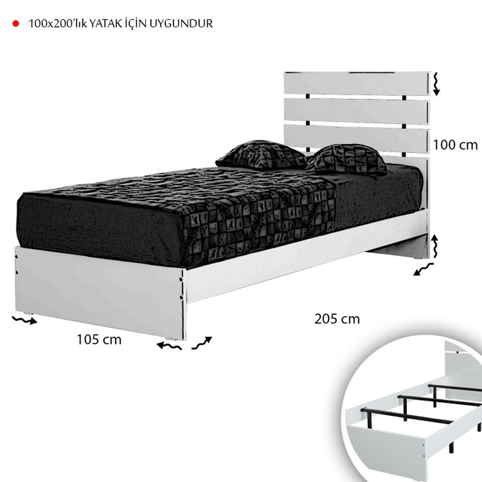 Hanah Home Fuga 100 Somier Individual Shiny White 100x200 cm