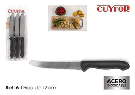 Cuyfor Set de 6 Cuchillos de Sierra para Cocina con Longitud de Hoja de 12 cm, Incluye Estuche (24 Unidades)