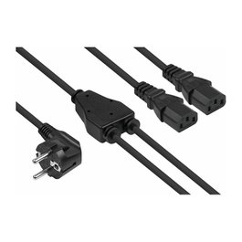 Kabelmeister SK0136-S020 Cable de alimentación con enchufe E+F angular y 2x C13 de 2m