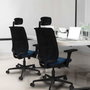 PIQUERAS Y CRESPO Alares Silla de Oficina con Mecanismo Sincro, Malla Negra y Asiento Amarillo