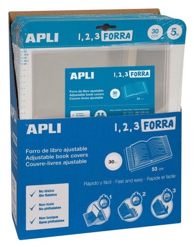 Apli Forro de Libros con Solapa Ajustable 300mm Transparente Apli Forro de Libros con Solapa Ajustable 300mm Transparente