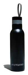 Muitomas WBOTTLELC500BK - Termo de acero inoxidable 500 ml, A prueba de fugas, Correa de silicona, Color negro