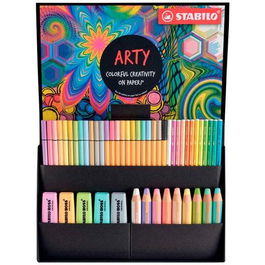 Stabilo Set Creativo Arty Estuche 50 Ud C-Surtidos Bolígrafos Marcadores Lápices Rotuladores Acuarela Tonos Pastel
