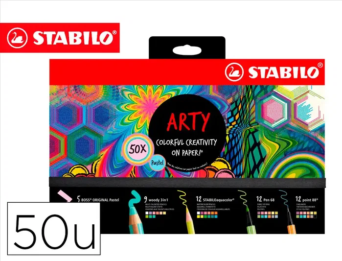 Stabilo Set Creativo Arty Pastel con 50 unidades surtidas