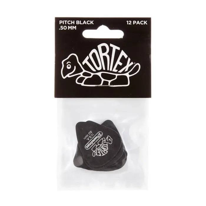 DUNLOP Púas Tortex Pitch Black Standard 0,50 mm (pack de 12)