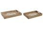 DKD Home Decor Set de 2 Bandejas de Mango Árbol Decape Blanco y Natural