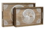 DKD Home Decor Set de 2 Bandejas de Mango Árbol Decape Blanco y Natural