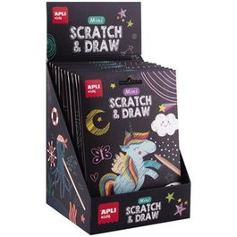 Apli Láminas Rasca Y Dibuja Set Scratch&Draw Caja Expositora 12 Surtidos Dinosaurios Mundo Mágico Piratas 4+ Años