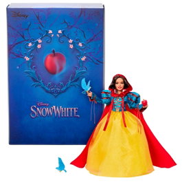 Mattel Disney Princess Muñeca Blancanieves Colección, Vestido Satinado con Capa Roja, Accesorios y Pajaritos, +6 años