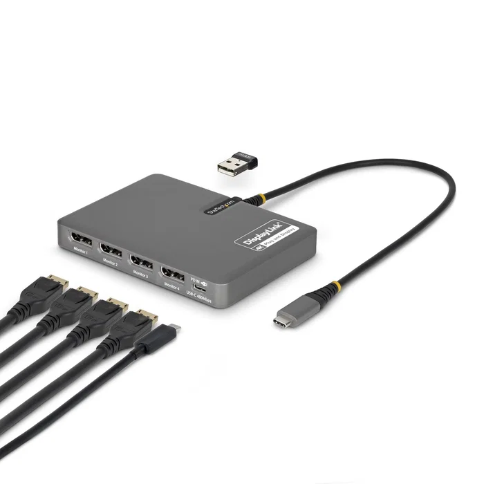 StarTech.com Adaptador USB-C a 4 Monitores DisplayPort 4K 60Hz con PD 140W y USB-A Gris StarTech.com Adaptador USB-C a 4 Monitores DisplayPort 4K 60Hz con PD 140W y USB-A Gris