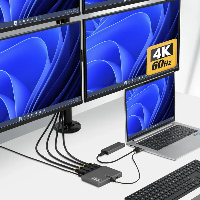 StarTech.com Adaptador USB-C a 4 Monitores DisplayPort 4K 60Hz con PD 140W y USB-A Gris StarTech.com Adaptador USB-C a 4 Monitores DisplayPort 4K 60Hz con PD 140W y USB-A Gris