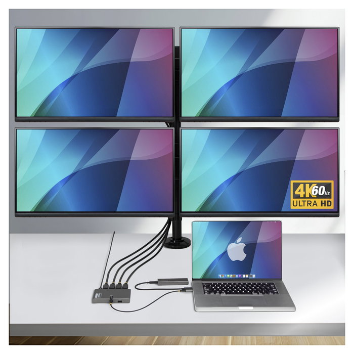 StarTech.com Adaptador USB-C a 4 Monitores DisplayPort 4K 60Hz con PD 140W y USB-A Gris StarTech.com Adaptador USB-C a 4 Monitores DisplayPort 4K 60Hz con PD 140W y USB-A Gris