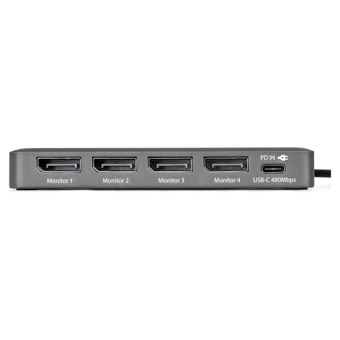 StarTech.com Adaptador USB-C a 4 Monitores DisplayPort 4K 60Hz con PD 140W y USB-A Gris StarTech.com Adaptador USB-C a 4 Monitores DisplayPort 4K 60Hz con PD 140W y USB-A Gris