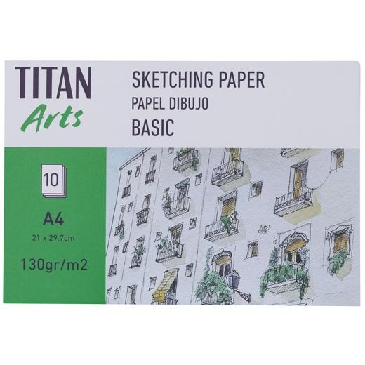TITAN ARTS Láminas de Papel de Dibujo Basic A4 130g (Set de 3)