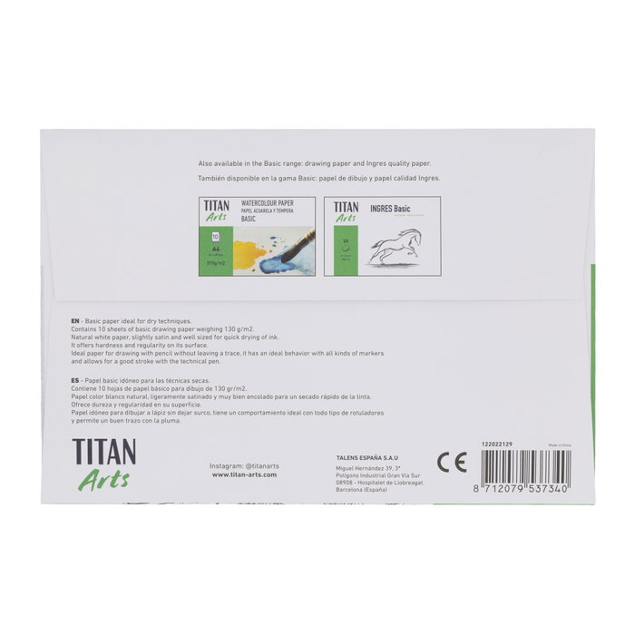TITAN ARTS Láminas de Papel de Dibujo Basic A4 130g (Set de 3)