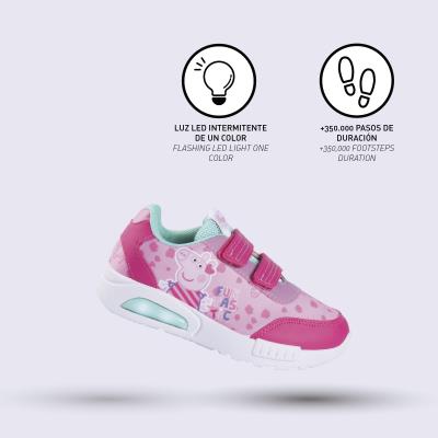 Deportiva Suela Pvc Con Luces Elásticos Peppa Pig Rosa 28
