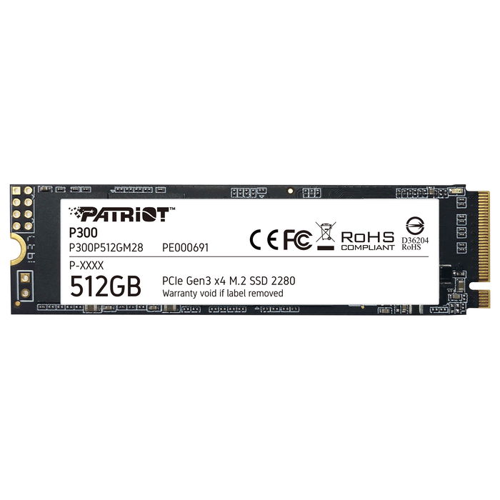 Patriot Memory P300 SSD M.2 512GB P300P512GM28, Unidad de Estado Sólido Interna PCIe Gen3 x4 NVMe, Blanco/Negro