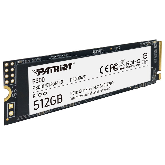 Patriot Memory P300 SSD M.2 512GB P300P512GM28, Unidad de Estado Sólido Interna PCIe Gen3 x4 NVMe, Blanco/Negro
