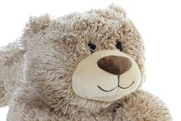 DKD Home Decor Peluche Oso Tumbado Marron Blanco Poliester 38 x 16 x 30 cm (4 Unidades)