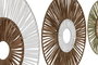 DKD Home Decor Set de 4 Decoraciones de Pared de Rafia y Metal Verde, Naranja, Blanco y Natural, 30x30 cm