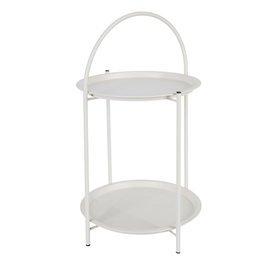 Basics Mesa Auxiliar de Metal Blanca con Asa, 2 Alturas, Ø40 x 66 cm