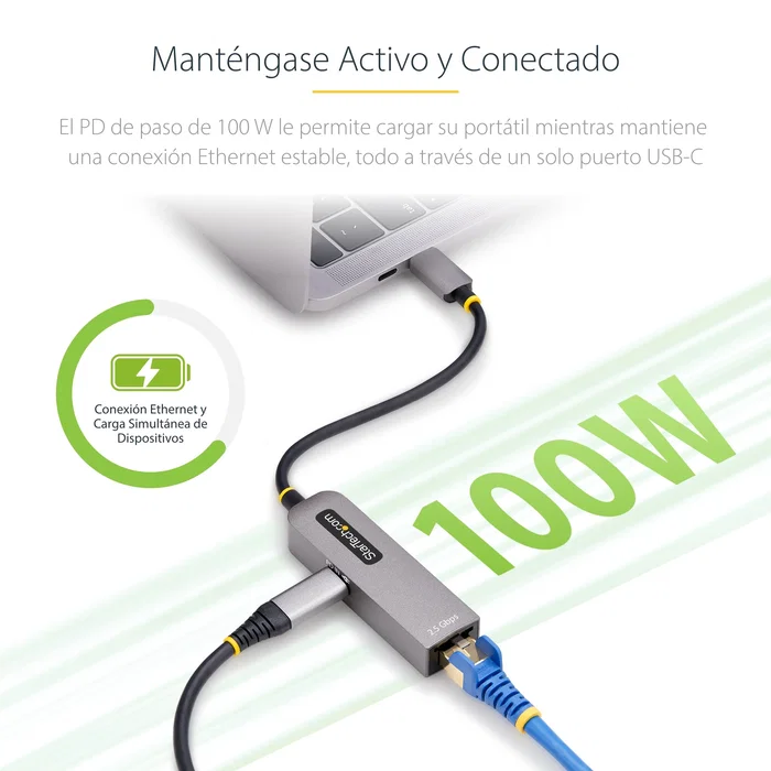 StarTech.com Adaptador USB-C a Ethernet 1GPD3-USB-C-ETHERNET con Puerto PD 100W - Gigabit RJ45 10/100/1000 Mbps - Compatible con Windows, macOS, ChromeOS, Linux, iOS
