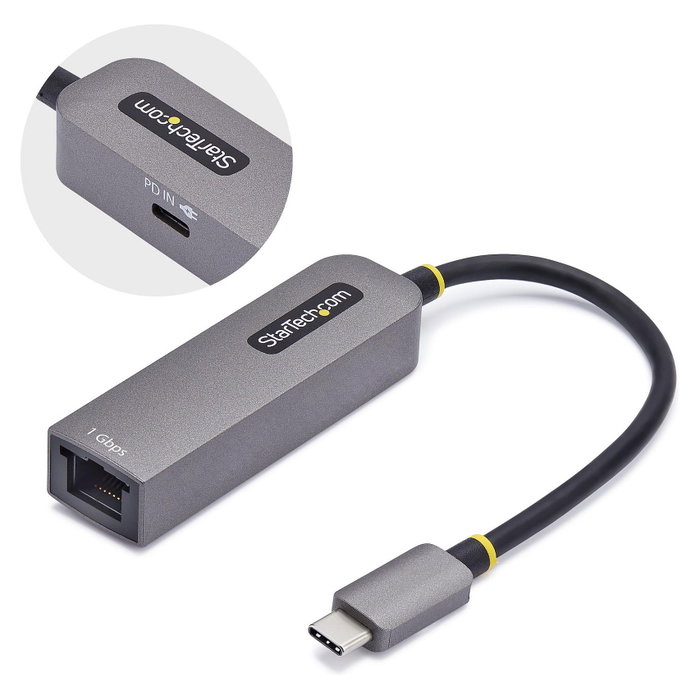 StarTech.com Adaptador de Red USB-C a Ethernet Gigabit, PD 100W, Gris