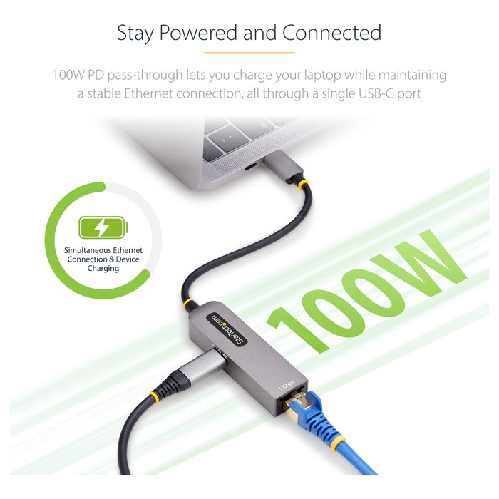 StarTech.com Adaptador de Red USB-C a Ethernet Gigabit, PD 100W, Gris