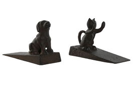 DKD Home Decor Sujetapuertas Negro Marron Hierro Colado 14 x 6 x 9 cm (6 Unidades)