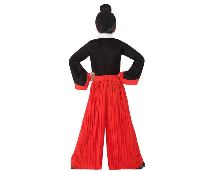 Disfraz Samurai Japonés Infantil para Niño 3-4 Años, Uniforme Entrenamiento Artes Marciales, Negro y Rojo, Sin Espada Incluida