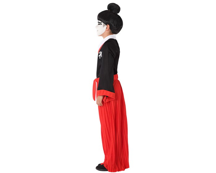 Disfraz Samurai Japonés Infantil para Niño 3-4 Años, Uniforme Entrenamiento Artes Marciales, Negro y Rojo, Sin Espada Incluida