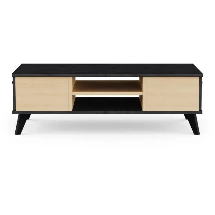 Demeyere Mesa de centro KENT Rectangular Roble / Sidewalk 2 cajones 1 estante Patas 106,6 x 50,1 x 35,2 cm