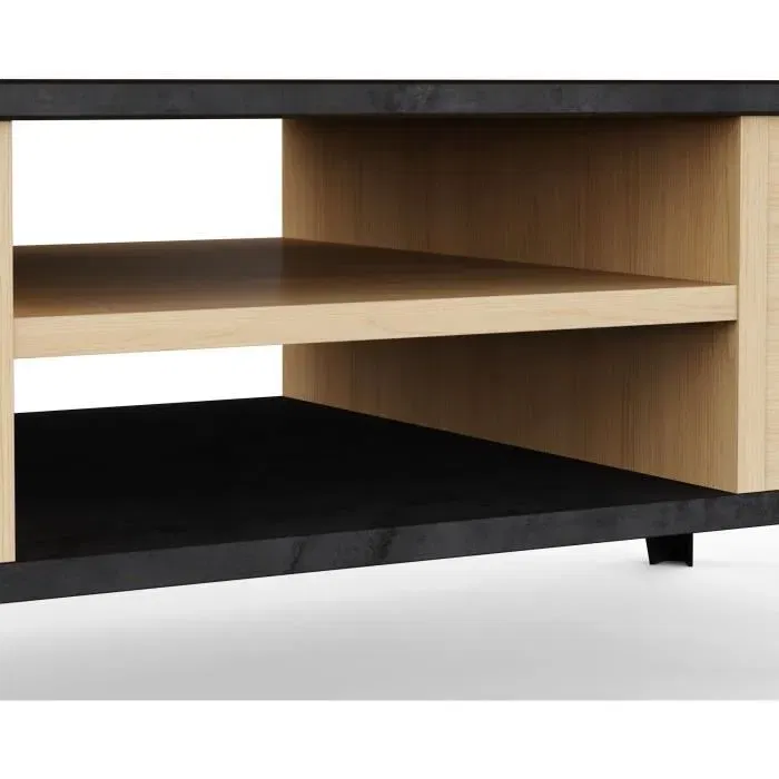 Demeyere Mesa de centro KENT Rectangular Roble / Sidewalk 2 cajones 1 estante Patas 106,6 x 50,1 x 35,2 cm