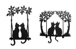 DKD Home Decor Decoración de Pared de Metal Gatos Colu Negro