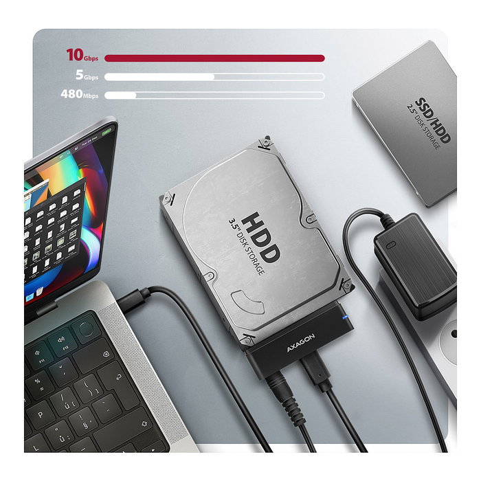 Axagon ADSA-FPX Adaptador SATA a USB-C 3.1 Negro