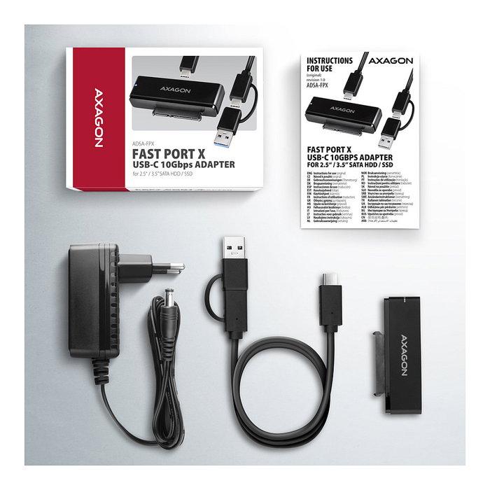 Axagon ADSA-FPX Adaptador SATA a USB-C 3.1 Negro