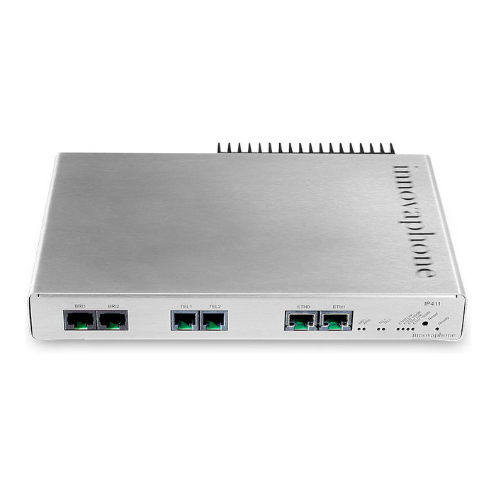Innovaphone IP411 Mediagateway, 6 Canales VoIP, Codecs G.711/G.722/G.729A, 2 Puertos FXS, 1U Rack, PoE, Ethernet Gigabit, Color Gris