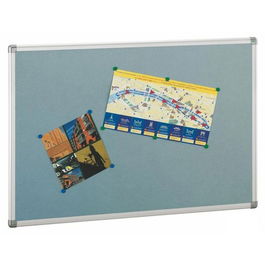 Tablero De Corcho Faibo Solido Tapizado Marco Aluminio 90X120 Cm Gris