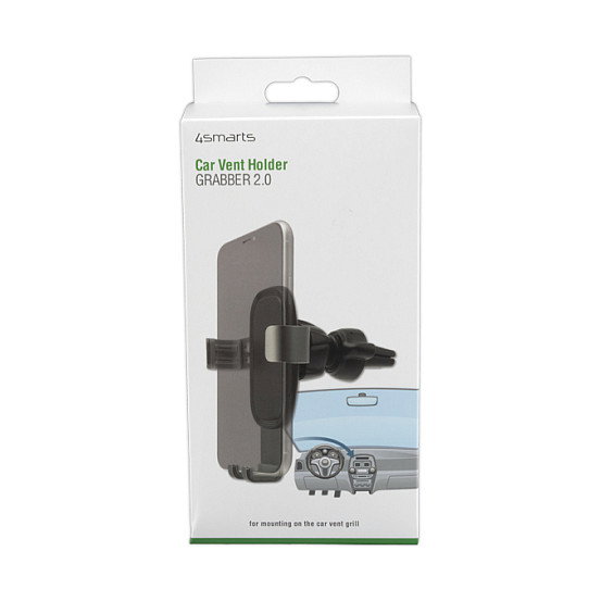 4smarts Soporte para Coche GRABBER 2.0 para Rejilla de Ventilación, Teléfono Móvil/Smartphone, Negro Gris
