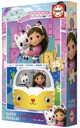 EDUCA BORRAS Puzzle 2x25 Piezas Gabby's Dollhouse de Madera