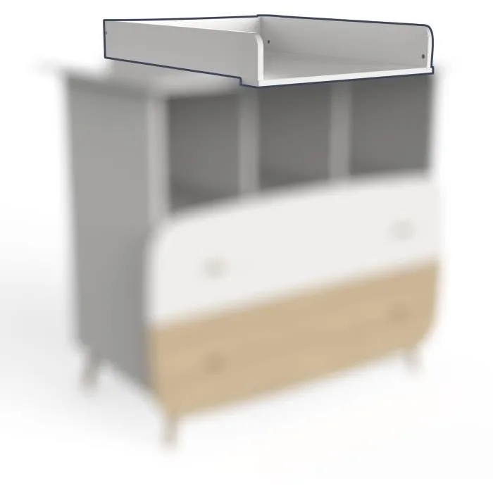Ens. Cuna 70 x 140 Kit escalable, cómoda 2 cajones, 3 nichos y 1 cambiador, 1 armario - FIRMIANA - Blanco y madera - DEMEYERE