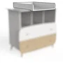 Ens. Cuna 70 x 140 Kit escalable, cómoda 2 cajones, 3 nichos y 1 cambiador, 1 armario - FIRMIANA - Blanco y madera - DEMEYERE