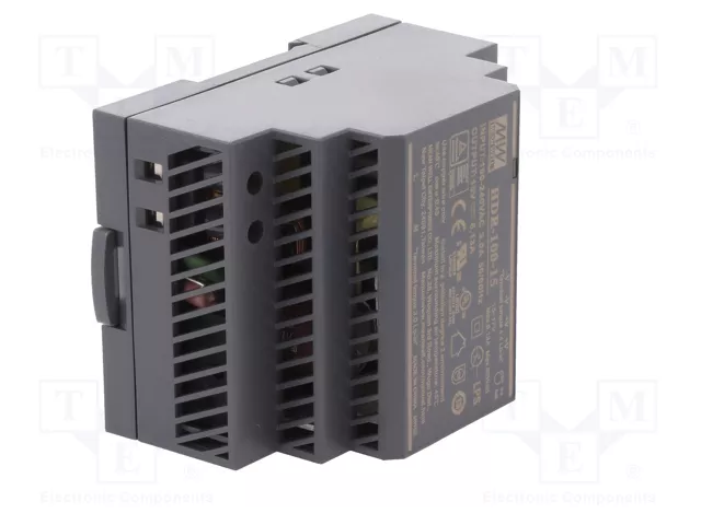 MEAN WELL HDR-100-15 Fuente de alimentación 92W 15VDC 6,13A para carril DIN