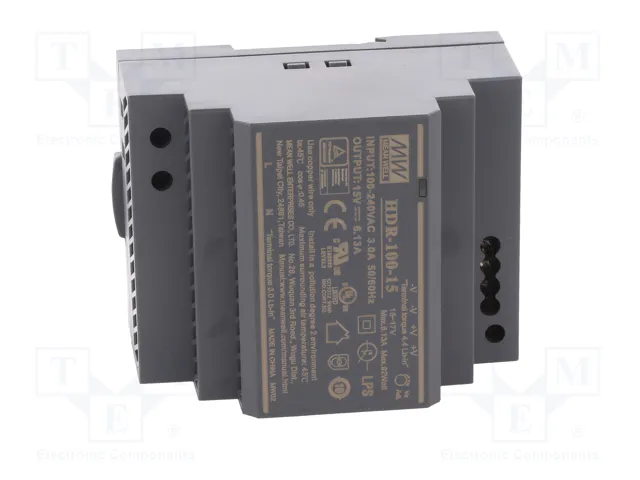 MEAN WELL HDR-100-15 Fuente de alimentación 92W 15VDC 6,13A para carril DIN