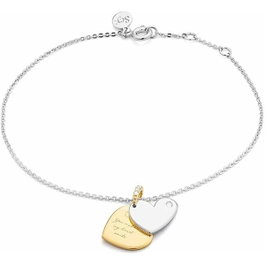 Secrecy Brazalete Heart Smile Plata de Ley 925 Reciclada con Baño de Oro 18k y Diamante